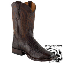 Load image into Gallery viewer, HORNBACK CAIMAN | TONY LAMA DARK BROWN MEN SQUARE TOE BOOT