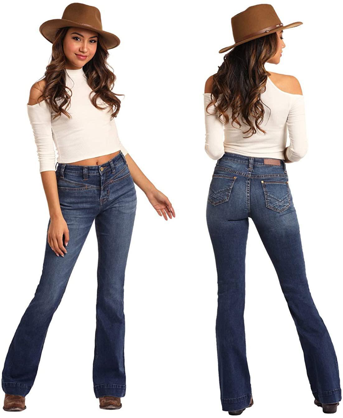 Rock & Roll Cowgirl Juniors High Rise Flare Extra Stretch Ladies Jean WHN3436