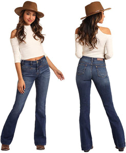 Rock & Roll Cowgirl Juniors High Rise Flare Extra Stretch Ladies Jean WHN3436