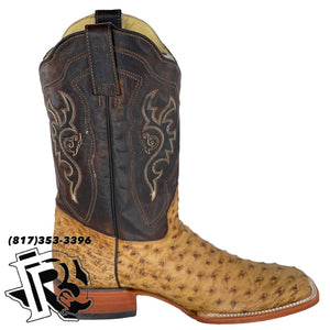 ORIGNAL -OSTRICH UMBER | MEN WESTERN  SQUARE TOE MEN BOOT Arango