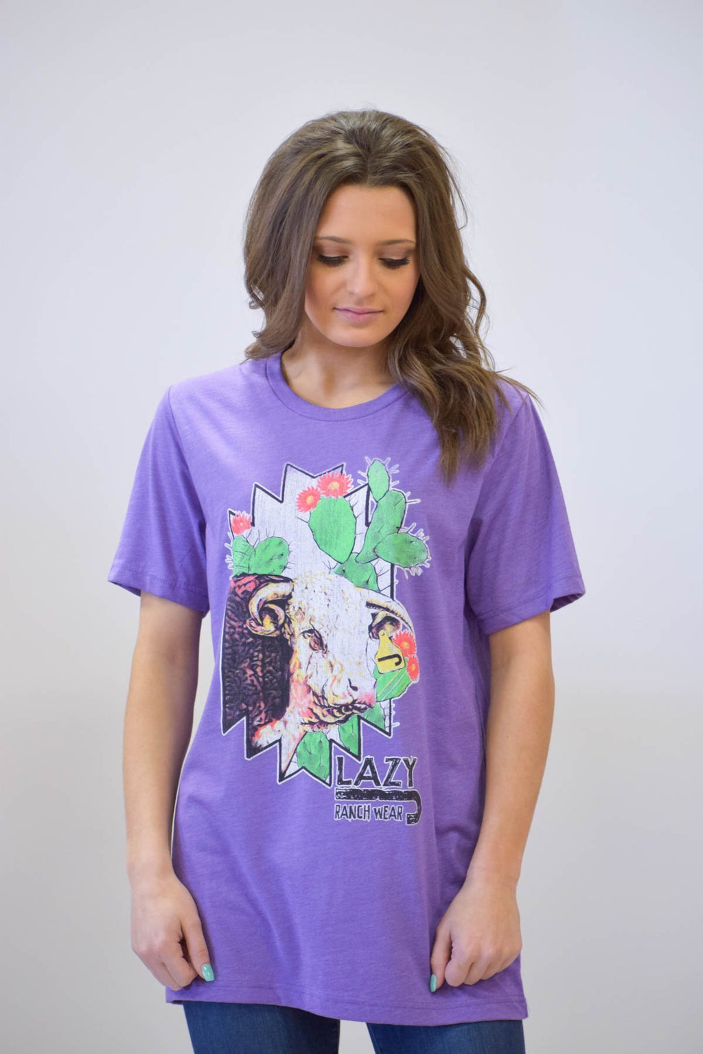 LAZY J CACTUS HEREFORD PURPLE SHORT SLEEVE T-SHIRT