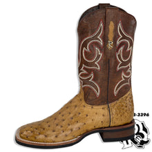 Load image into Gallery viewer, OSTRICH RUBBER SOLE BOOTS |ANTIQUE SADDLE MEN SQUARE TOE BOOTS
