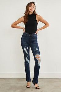 TOBI DISTRESSED DARK WASH JEANS