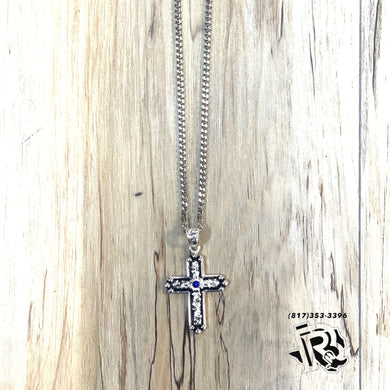“ Alejandro “ |MEN WESTERN NECKLACE TOOLED METAL BLUR CROSS DN130