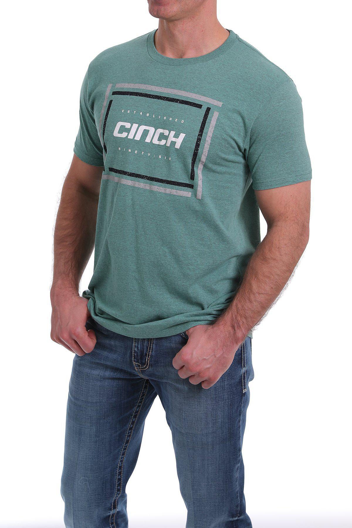 MEN'S CINCH LOGO TEE - HEATHER GREEN MTT1690384