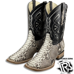 ORIGINAL SNAKE PYTHON  | MEN NATURAL  WESTERN SQUARE TOE BOOTS