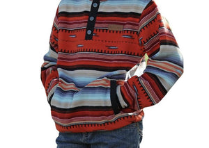 CINCH AZTEC RED FLEECE PULLOVER - KIDS BOYS SWEATER - MWK7590011