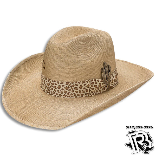 Charlie 1 Horse Heatseeker Straw Cowboy Hat XL Natural Leopard Trim Detail Charlie 1 Horse Heatseeker 3 3/4 Brim Leopard Band Natural  main image 4