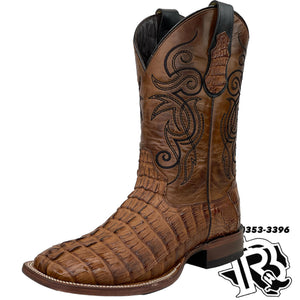CAIMAN TAIL ORIGNAL | TAN SQUARE TOE MEN SQUARE TOE BOOTS