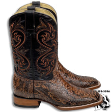 Load image into Gallery viewer, Men Boots | Square Toe Western Boots Cognac Python