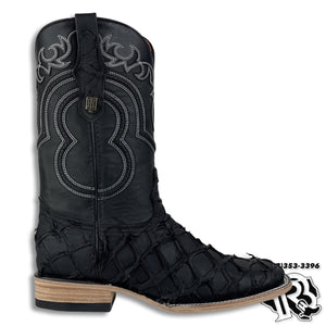 “ Buck “ | Men Western Square Toe Boots Black Original Leather Hometown