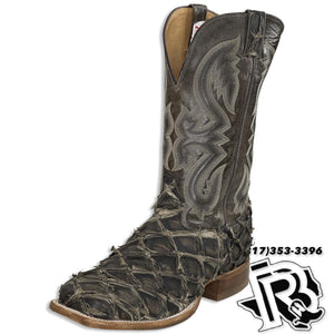 BIG BASS FISH BOOT |TONY LAMA MARQUIS PIRARUCU MEN SQUARE TOE WESTERN BOOT