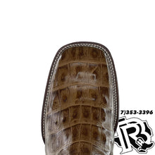Load image into Gallery viewer, CAIMAN TAIL BELLY PRINT |  RUSTIC HONEY MEN SQUARE TOE BOOT MOH190