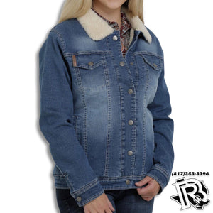 CINCH LADIES JACKET | DENIM TRUCKER SHERPA JACKET  - MAJ9878002
