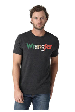 Wrangler® Men's Mexico Flag Logo Charcoal Grey T-shirt | 112325775