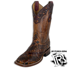 Load image into Gallery viewer, BASKET WEAVE | TAN/LIGHT BROWN MEN SQUARE TOE BOOTS