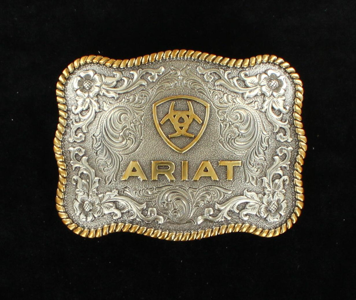 ARIAT ANTIQUE SILVER AND GOLD OVAL BUCKLE  A37007