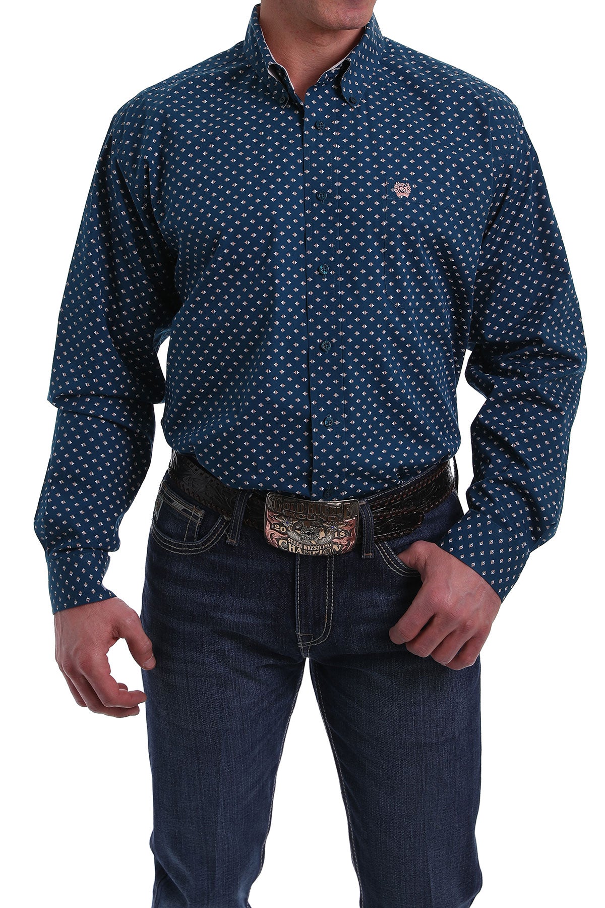 CINCH MENS LONG SLEEVE PRINT 4/20 - BLUE MTW1105008