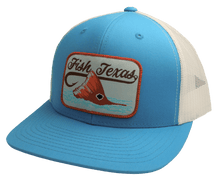 Load image into Gallery viewer, “Red Fish” – Cyan / White RDHC150