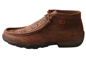 Twisted X Brown/Tooled Flowers Women’s Driving Moccasins WDM0081