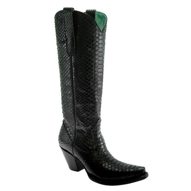 Women's Corral Black Python Full Exotic Tall Top Boots (A4069)
