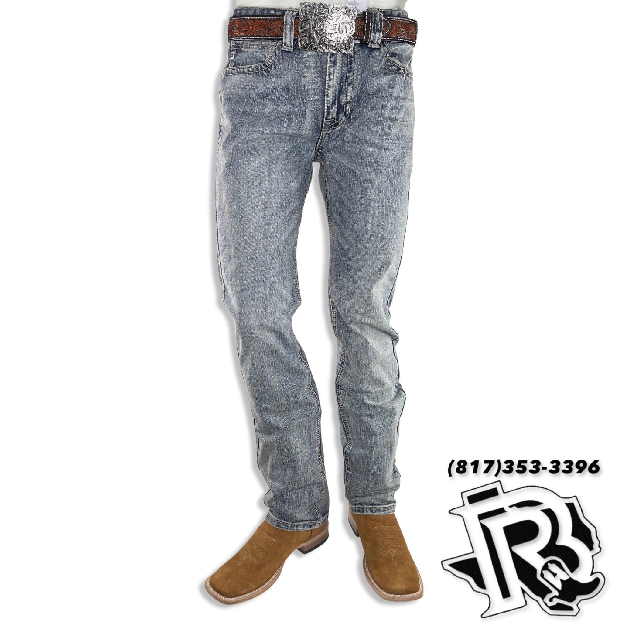 SLIM STRAIGHT | LIGHT WASH MEN'S ROCK ROLL WESTERN JEANS BLUE LABEL