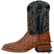 Load image into Gallery viewer, BIG BASS (FISH BOOT) PRINT | MEN SQUARE TOE BOOTS COGNAC