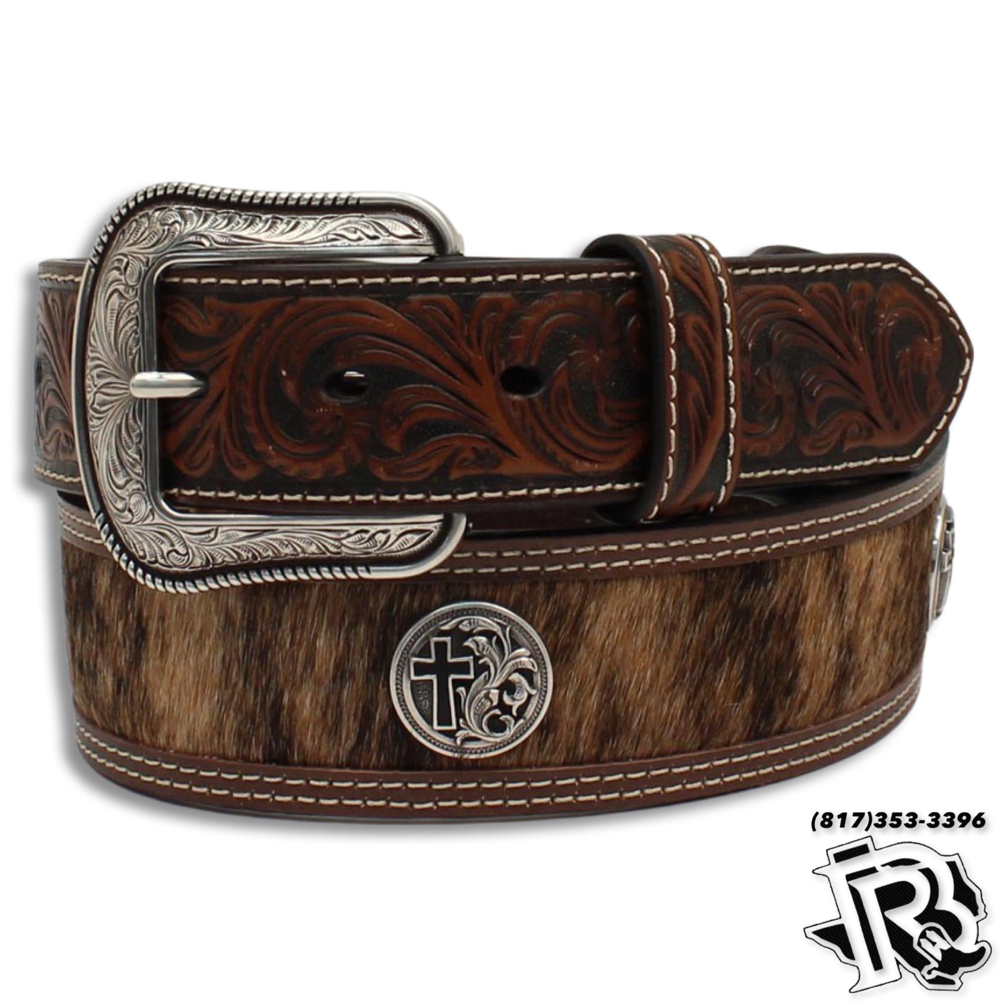 Calf Hair Cross Concho Brown Tapered 1 7/8-1 1/2 D100011302
