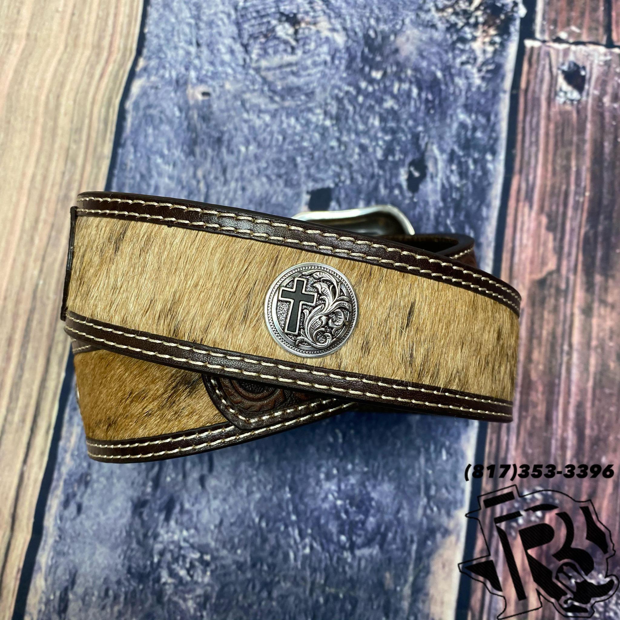 Calf Hair Cross Concho Brown Tapered 1 7/8-1 1/2 D100011302 FINAL SALE