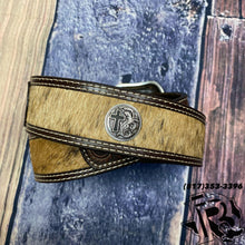 Load image into Gallery viewer, Calf Hair Cross Concho Brown Tapered 1 7/8-1 1/2 D100011302