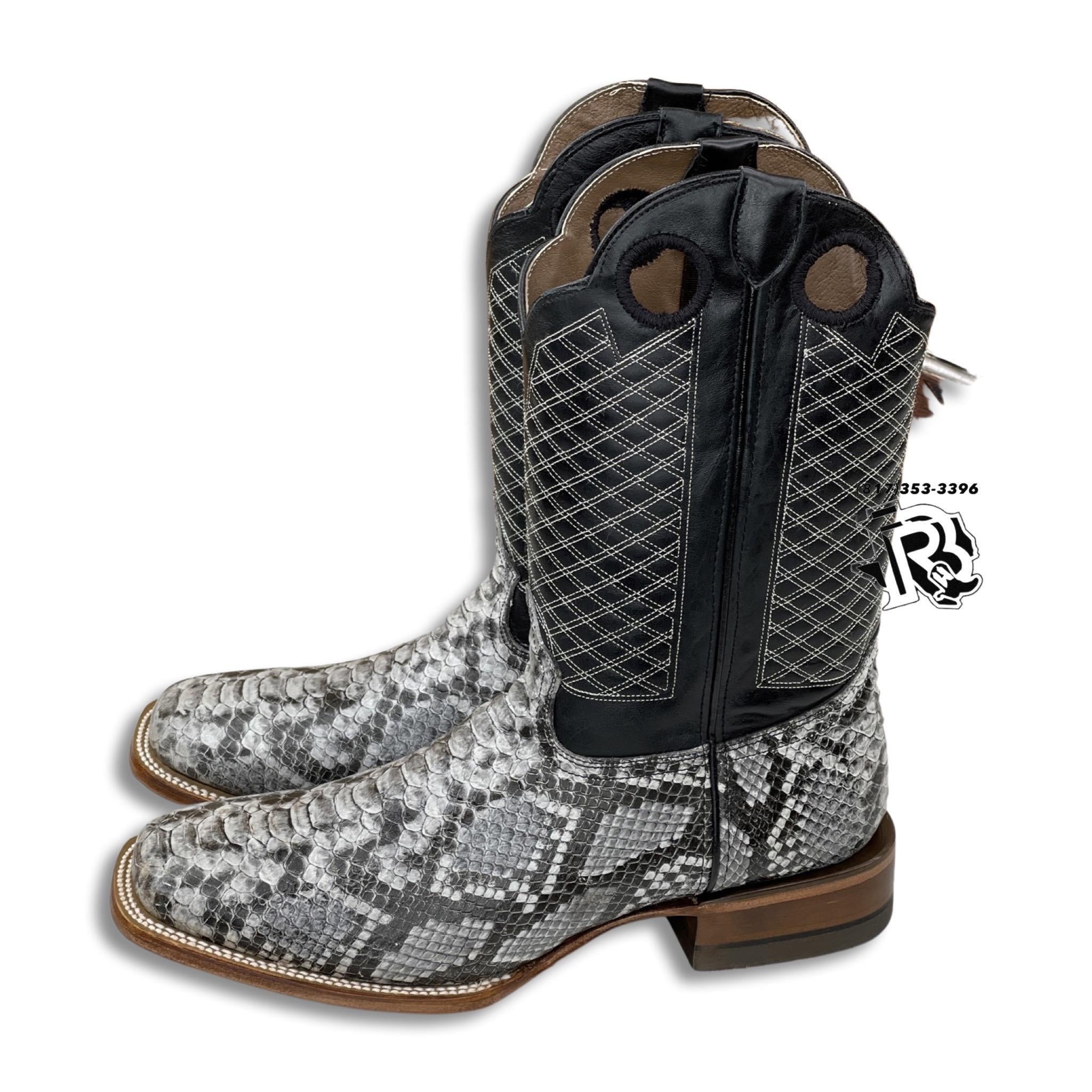 -PYTHON NATURAL PRINT | MEN WESTERN SQUARE TOE BOOTS