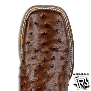 OSTRICH SHEDRON PRINT | MEN SQUARE TOE WESTERN COWBOY BOOTS