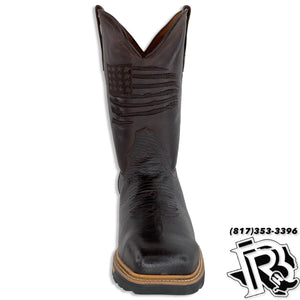 STEEL TOE | MEN SQUARE TOE WORK BOOT USA FLAG