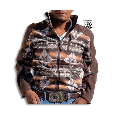 “ Jacob “ | Men Western  Jacket Zip Up Brown Aztec PRMO92RZY6