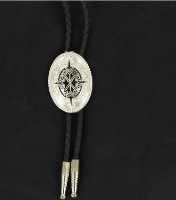 DOUBLE S BOLO TIE SILVER AND BLACK |2270236