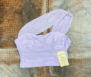 Marisol lavender one shoulder top