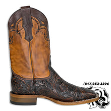 Load image into Gallery viewer, TOOLED LEATHER BROWN | HANDMADE TOOLED MEN SQUARE TOE MEN BOOTS