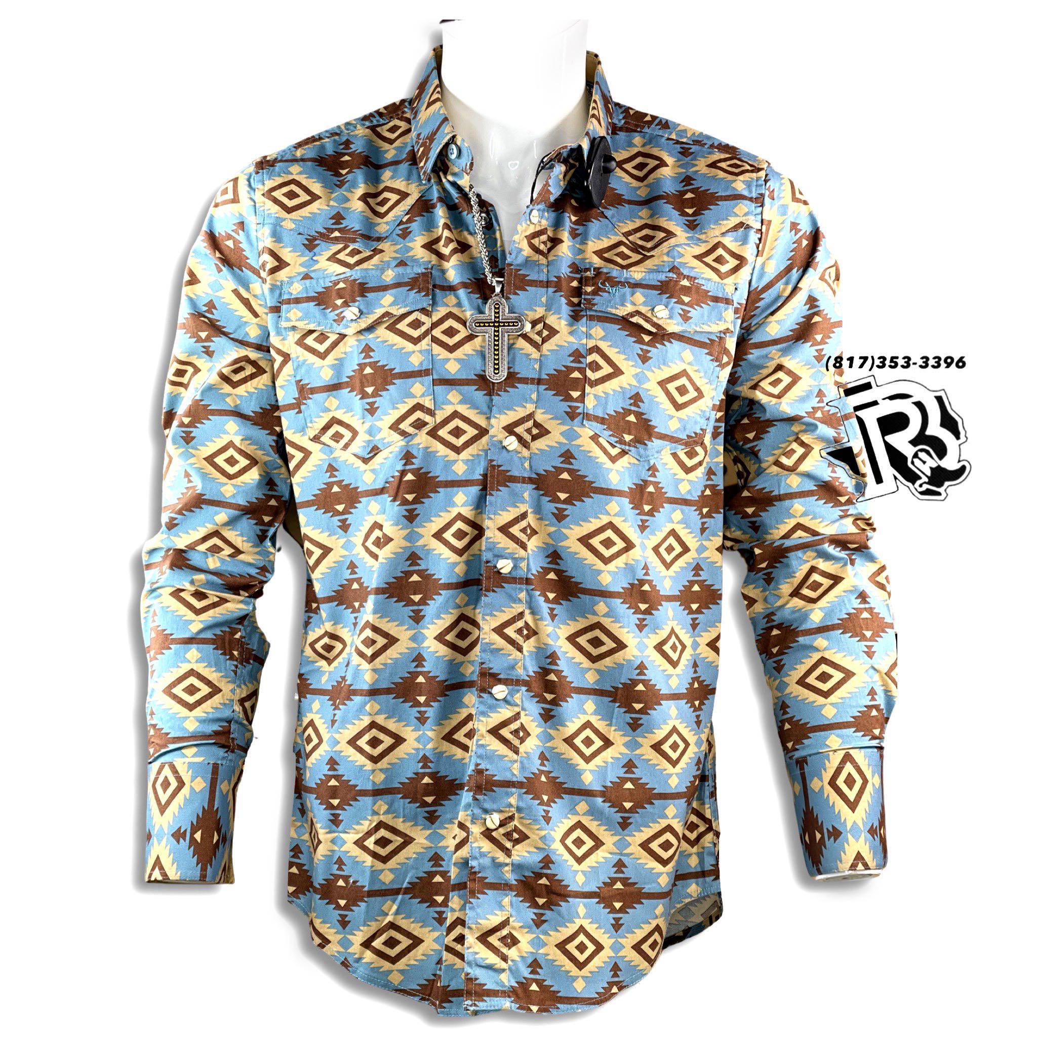 “ MARK “ | MEN WESTERN LONG SLEEVE SHIRT LIGHT BLUE