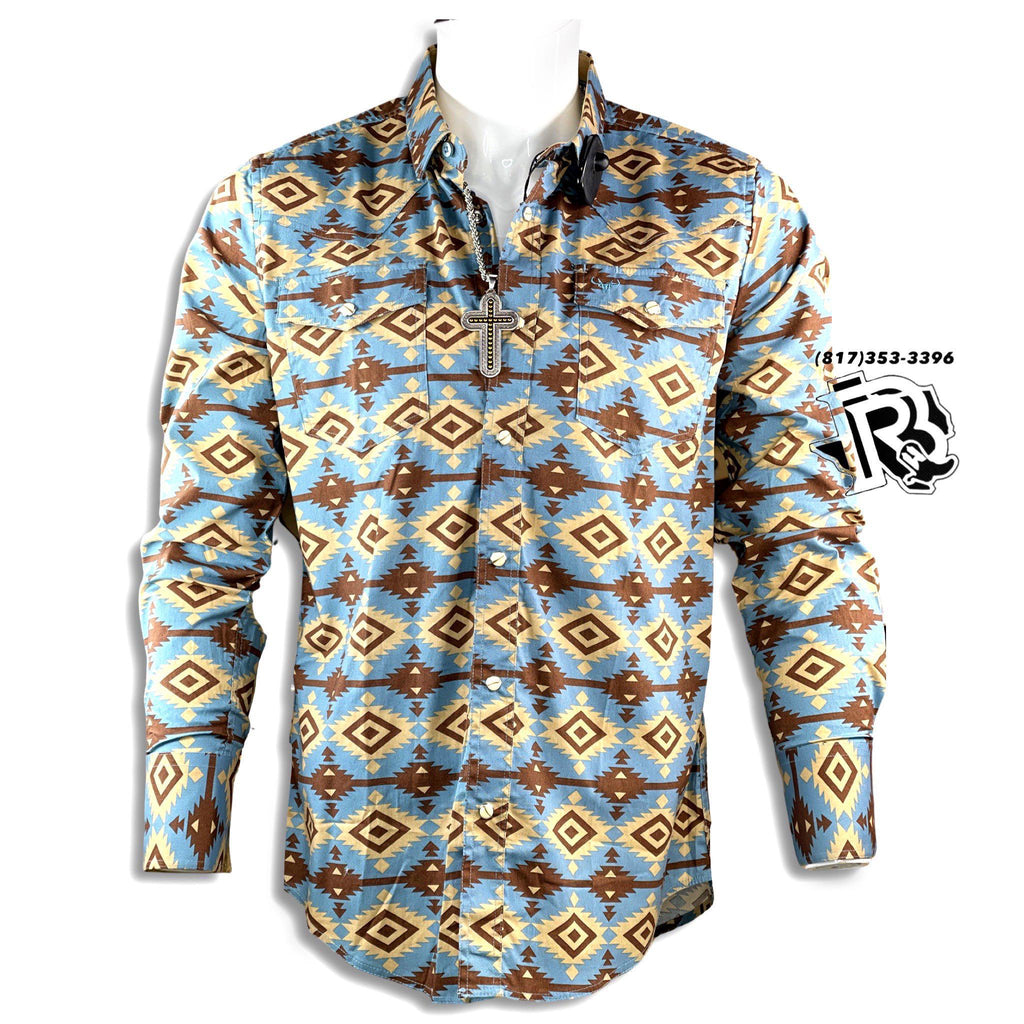 “ MARK “ | MEN WESTERN LONG SLEEVE SHIRT LIGHT BLUE