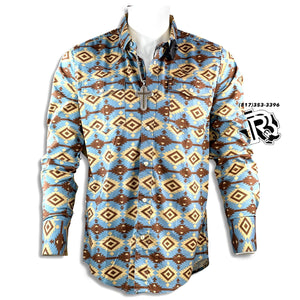 “ MARK “ | MEN WESTERN LONG SLEEVE SHIRT LIGHT BLUE