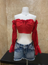 Load image into Gallery viewer, Daisy red crop top
