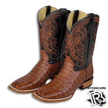 Load image into Gallery viewer, ORIGNAL -CAIMAN TAIL COGNAC | MEN WESTERN SQUARE TOE BOOTS