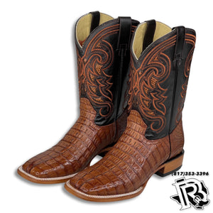 ORIGNAL -CAIMAN TAIL COGNAC | MEN WESTERN SQUARE TOE BOOTS