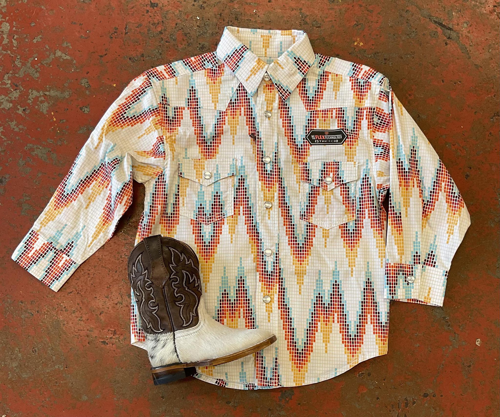 ROCK & ROLL RRCB BOYS B DALE LONG SLEEVE SNAP NATURAL SHIRT |RRBS2SRZ7U