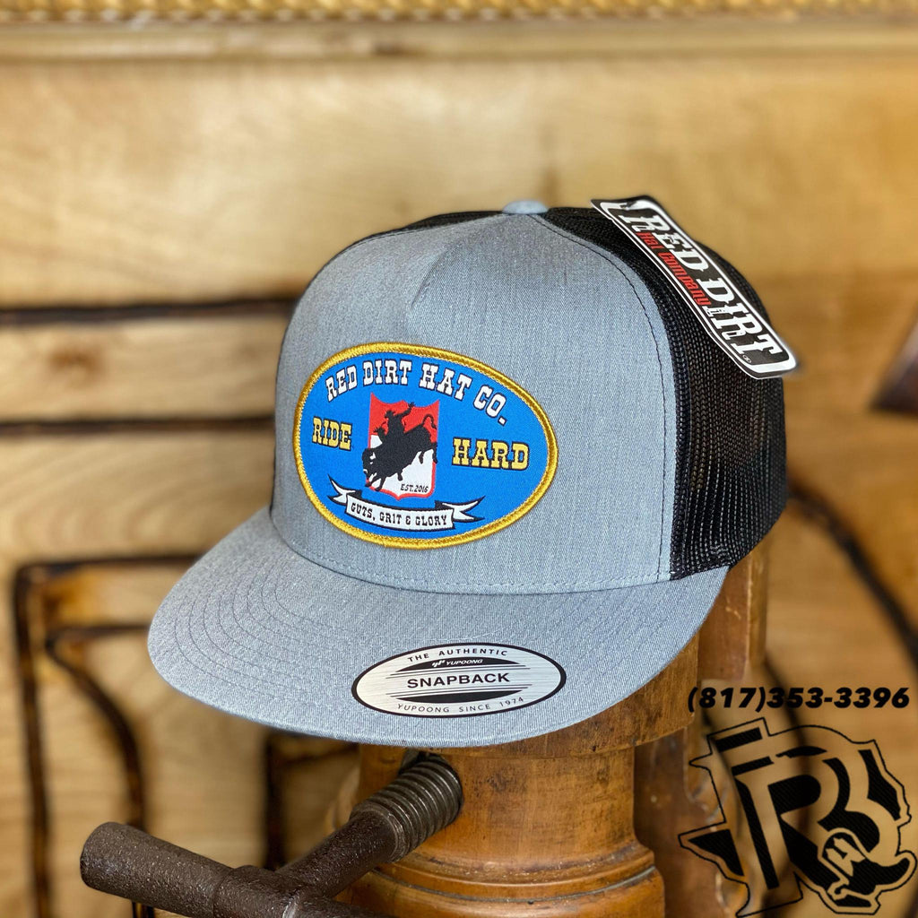 RED DIRT CAPS : “Bucking Buffalo” – Heather Grey / Black RDHC170