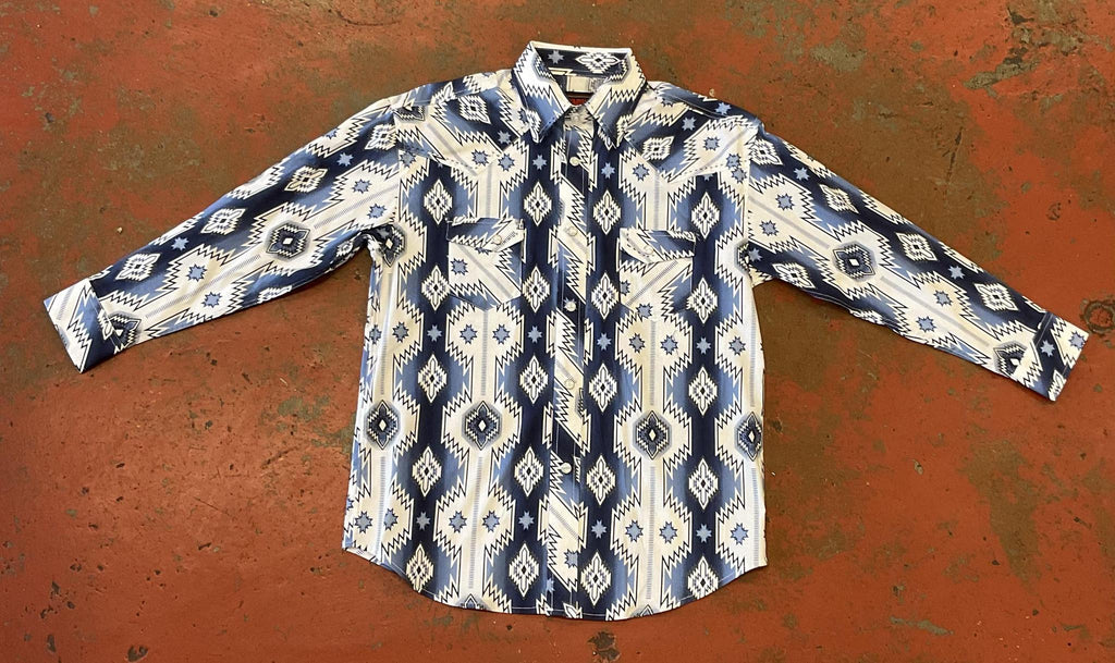 Boys long sleeve snap blue |B8S3317
