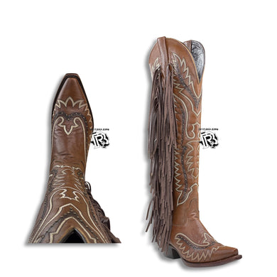 “ EMILY “ | WOMEN WESTERN BOOTS TAN WITH FRINGE