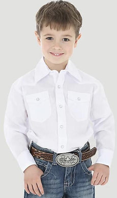 BOY'S WHITE LONG SLEEVE DRESS WESTERN SNAP SHIRT WRANGLER |10204WHSL