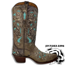 Load image into Gallery viewer, WOMEN BOOTS | TURQUOISE SNIP TOE WESTERN BOOTS STYLE #345
