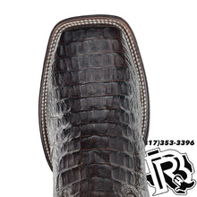 Load image into Gallery viewer, HORNBACK CAIMAN | TONY LAMA DARK BROWN MEN SQUARE TOE BOOT